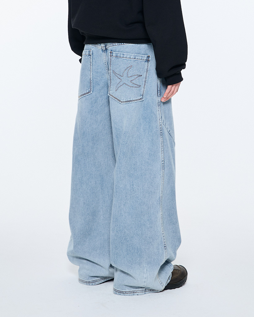 TCM curved raw denim pants (blue) | ファッション通販サイト NUGU