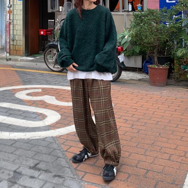 チェックワイドスラックス | ファッション通販サイト NUGU