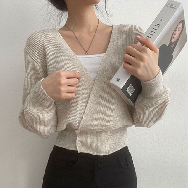 [4color] ラップ ボタン ニット