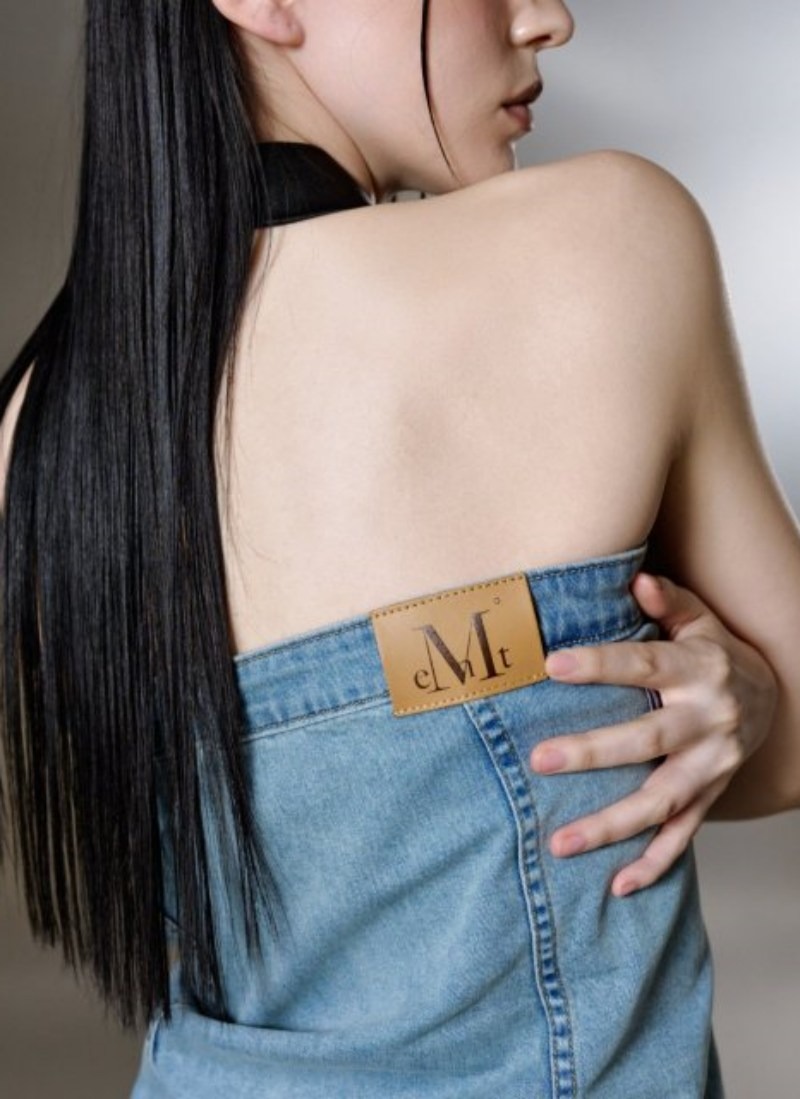 SNEP UNBALANCE DENIM DETAIL TANK TOP