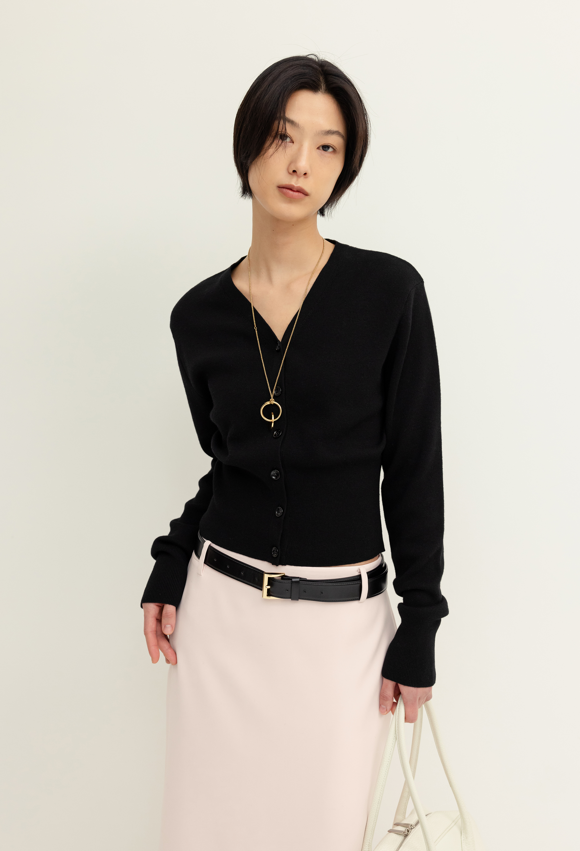 Spring Wool Cardigan Black