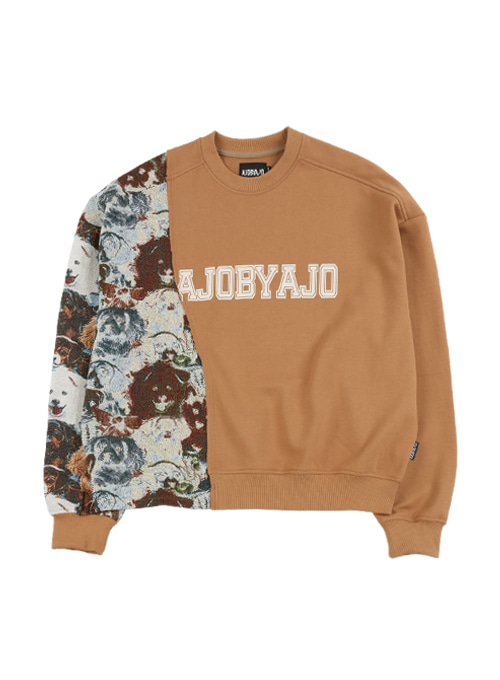 Puppies Jacquard Oversized Sweatshirt [Beige]