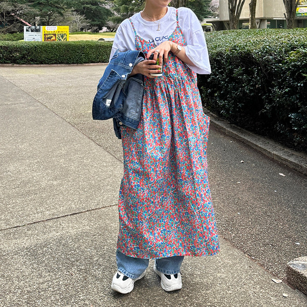 エレガントフラワーキャミワンピ夏用 フラワープリントキャミワンピース《2021 SUMMER STYLE 》