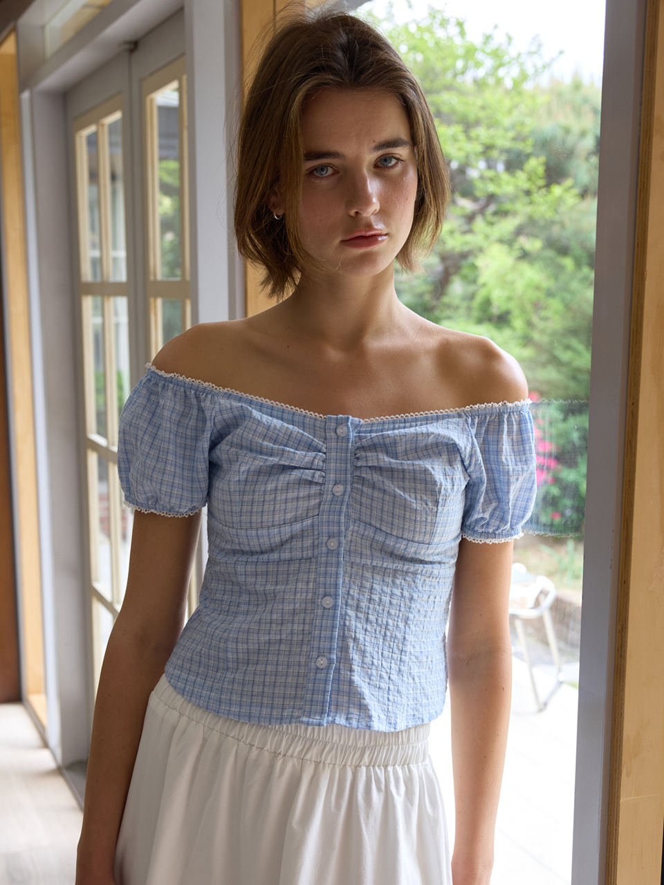 A 2-WAY CHECK BLOUSE_LIGHT BLUE