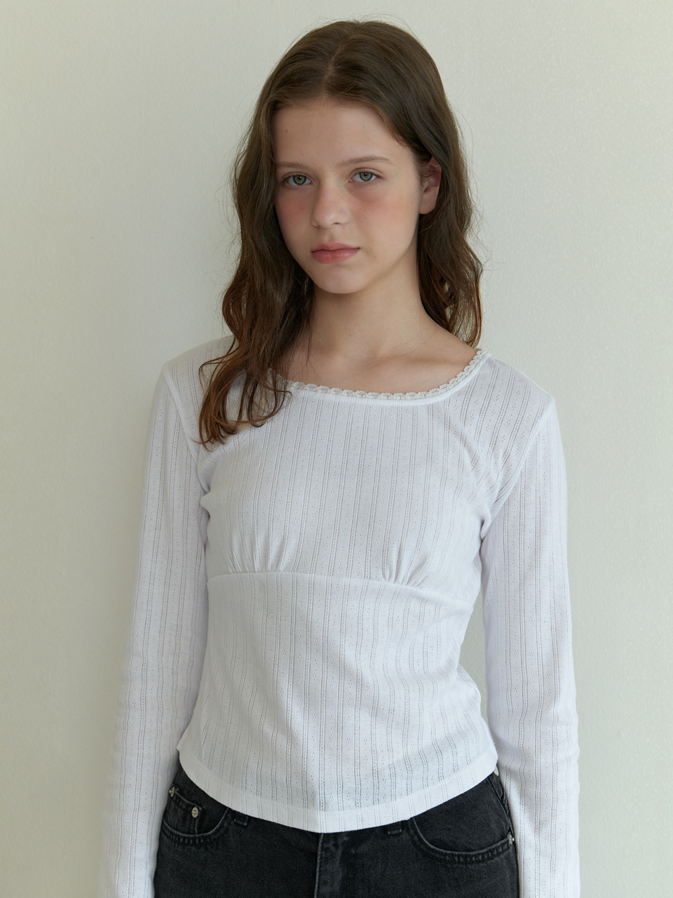 A EYELET LACE T SHIRT_WHITE