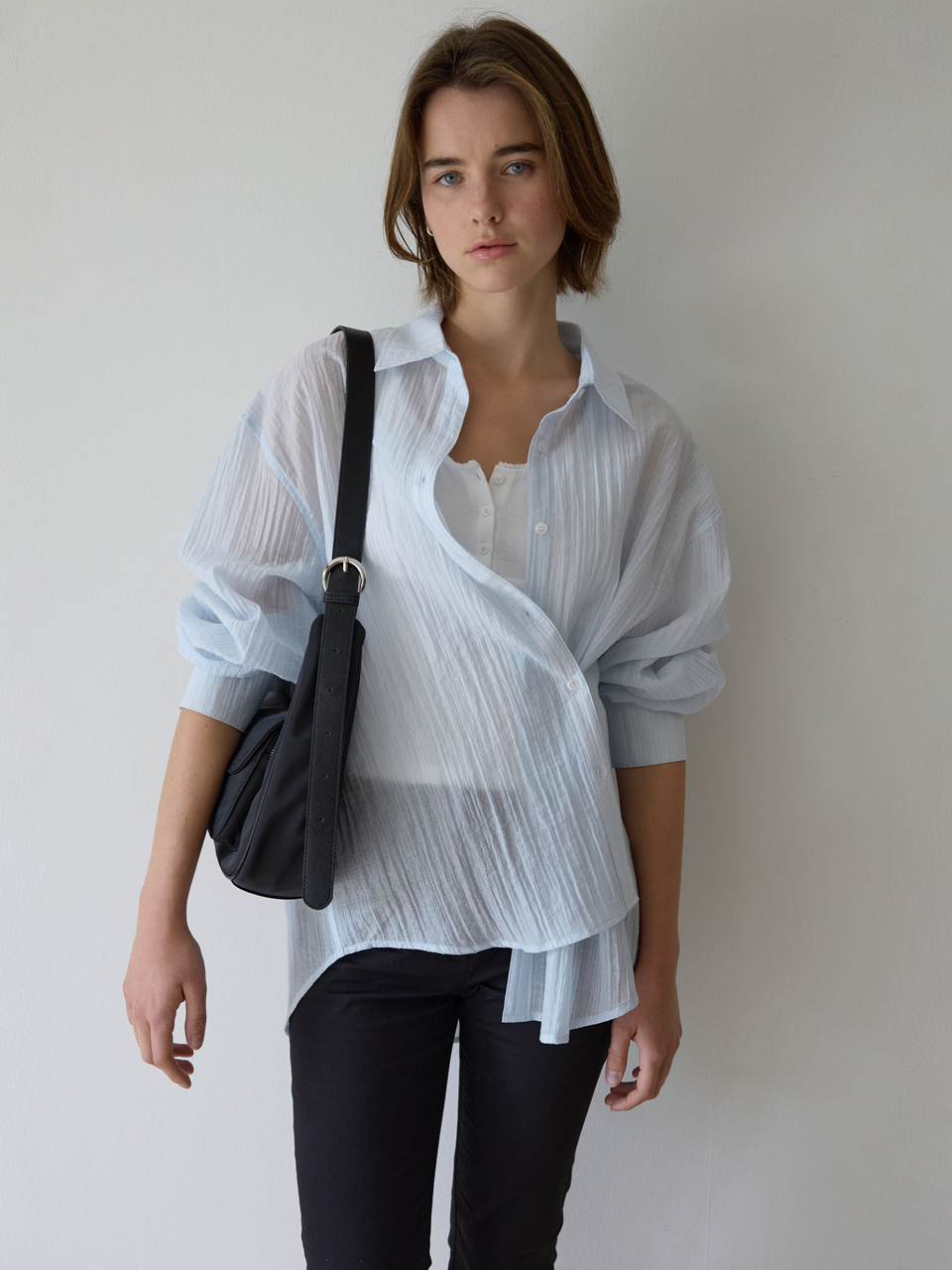 A SHEER LOOSE-FIT SHIRT_LIGHT BLUE