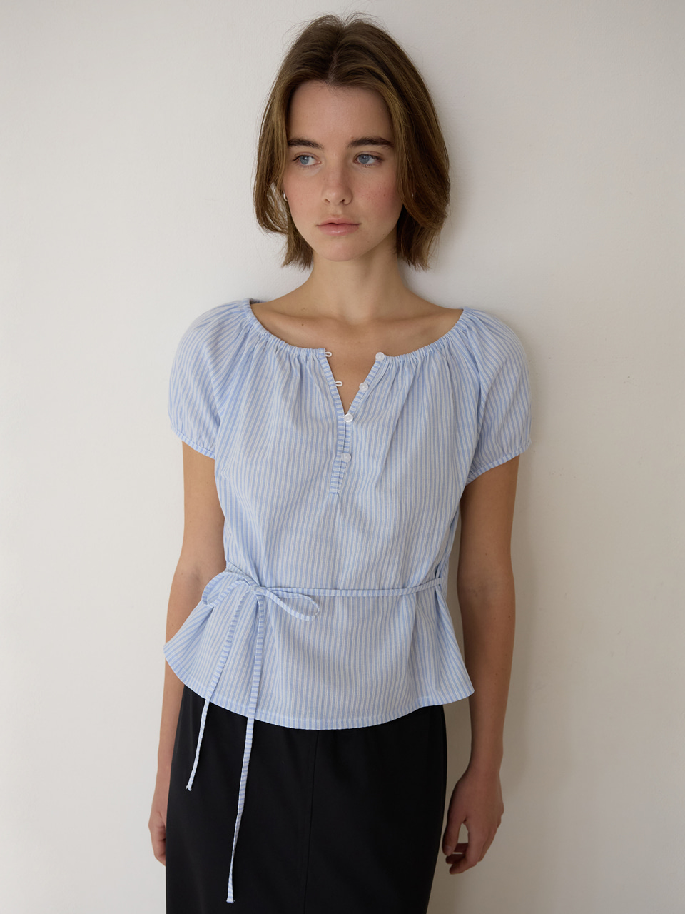 A STRIPE BUTTON BLOUSE_LIGHT BLUE