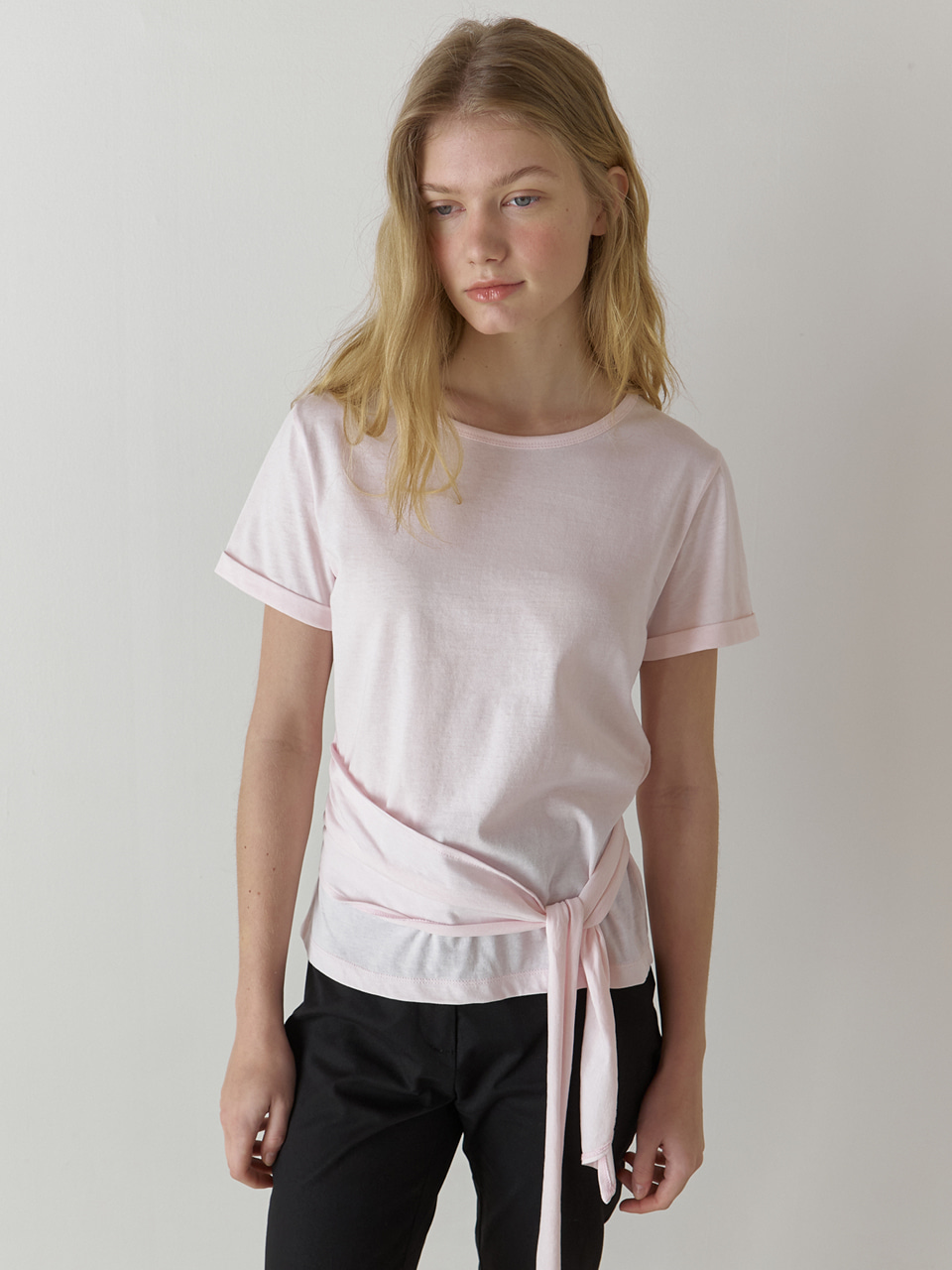A WAIST TIE T-SHIRT_PINK