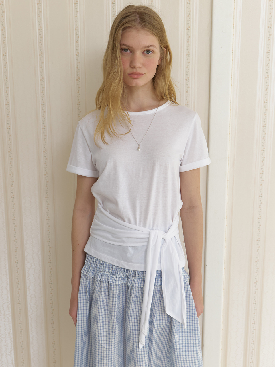 A WAIST TIE T-SHIRT_WHITE