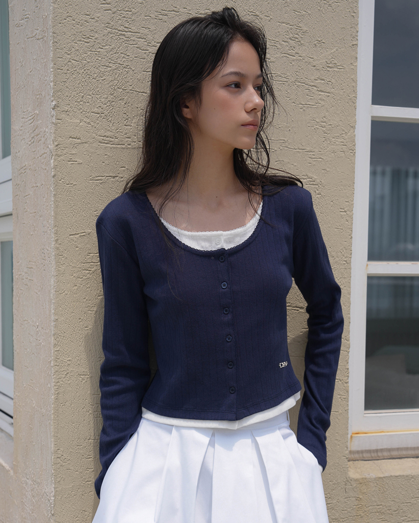 Lace Layered Cardigan [Navy]