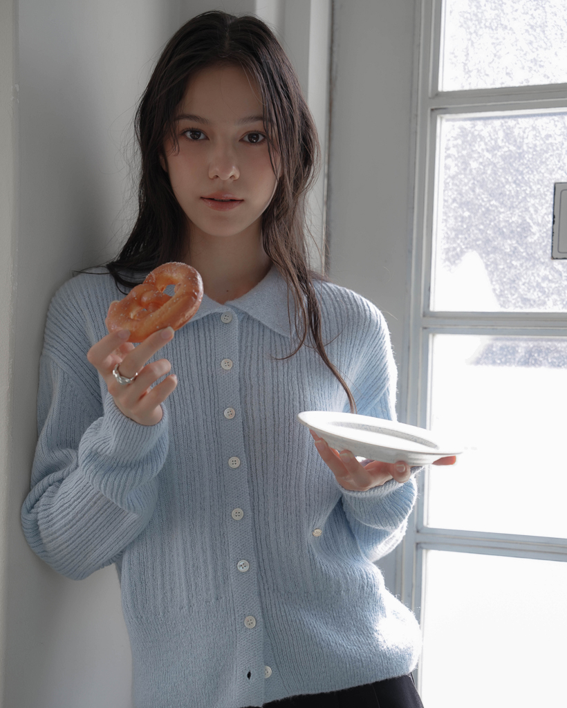 Pastel Collar Knit Cardigan [Sky Blue]