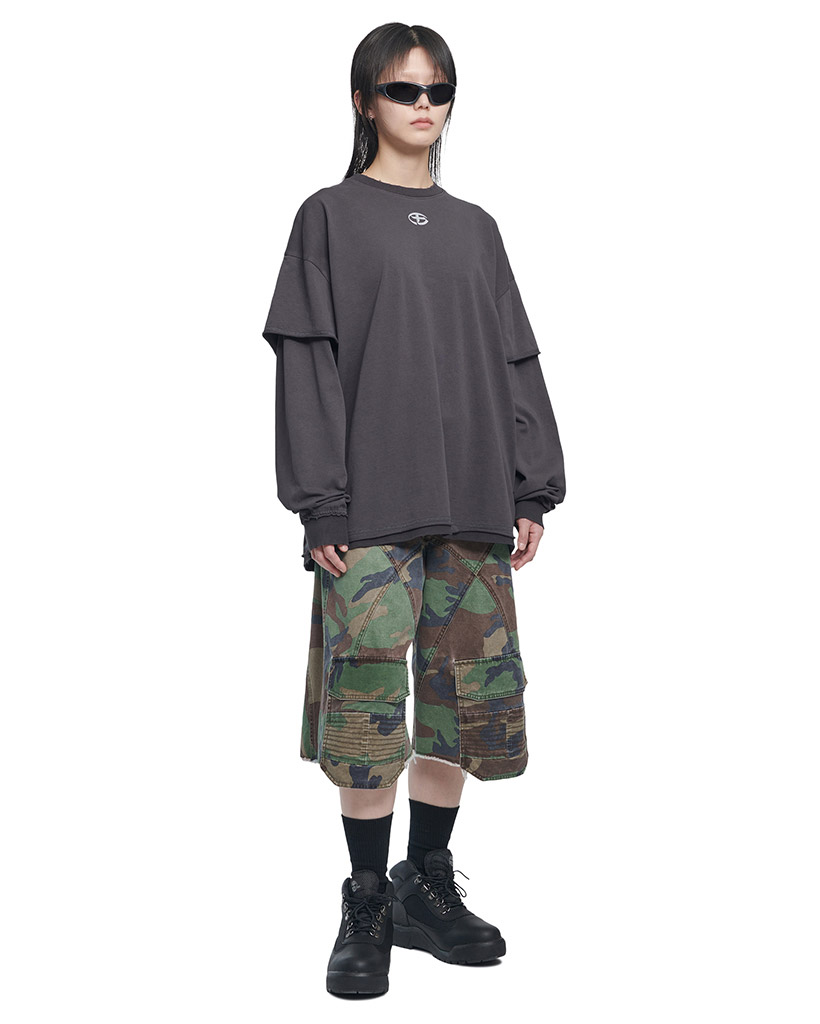 Kアイドル着用] ABRASION LAYERED LONG SLEEVE TEE - WASHED