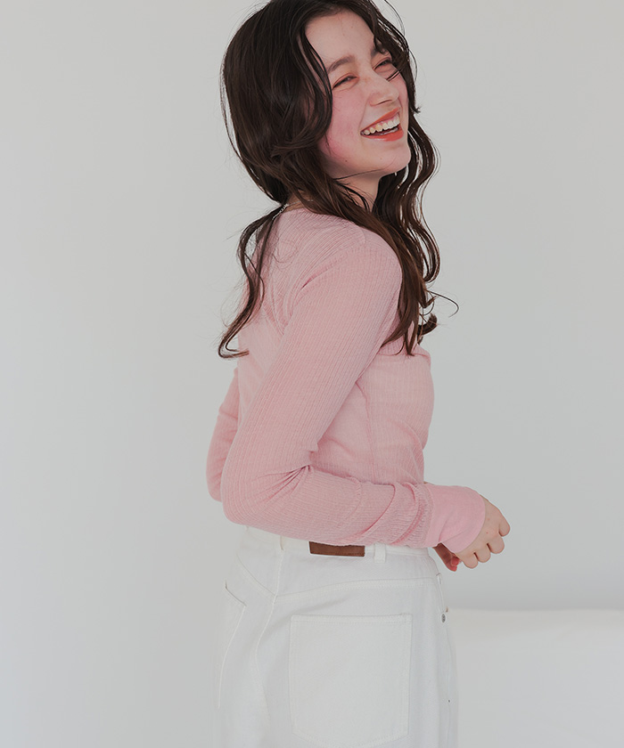 シアーテレコヘンリーネックトップス | ファッション通販サイト NUGU