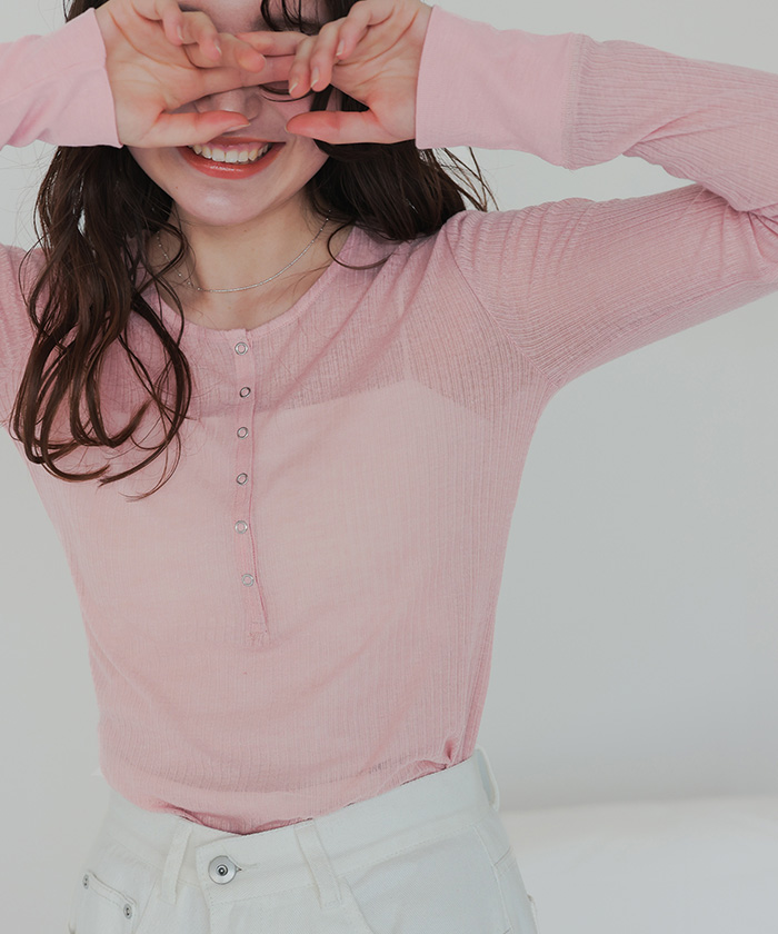 シアーテレコヘンリーネックトップス | ファッション通販サイト NUGU