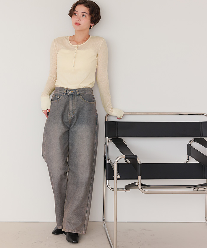 シアーテレコヘンリーネックトップス | ファッション通販サイト NUGU