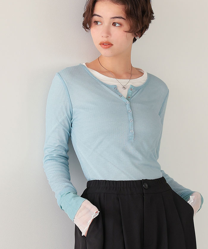 シアーテレコヘンリーネックトップス | ファッション通販サイト NUGU