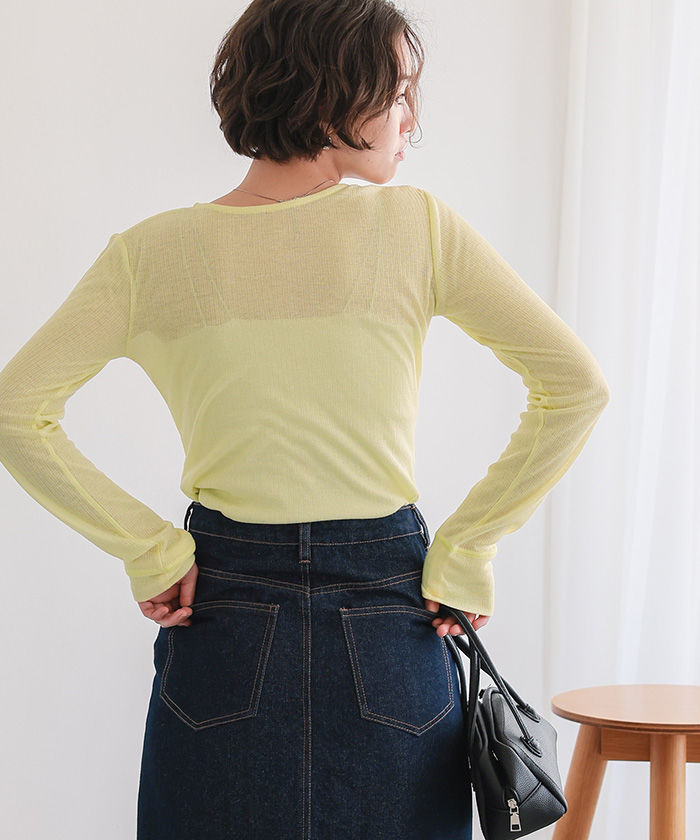 シアーテレコヘンリーネックトップス | ファッション通販サイト NUGU