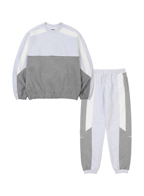 [SET] Tri Mixed Sweat Set-Up [MELANGE GREY]