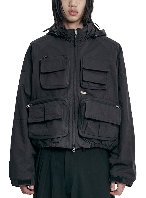 Cargo Nylon Short Jacket [BLACK]