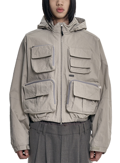 Cargo Nylon Short Jacket [LIGHT GREY]