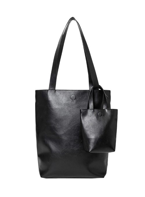 Vegan Leather Dual Tote Bag [BLACK]
