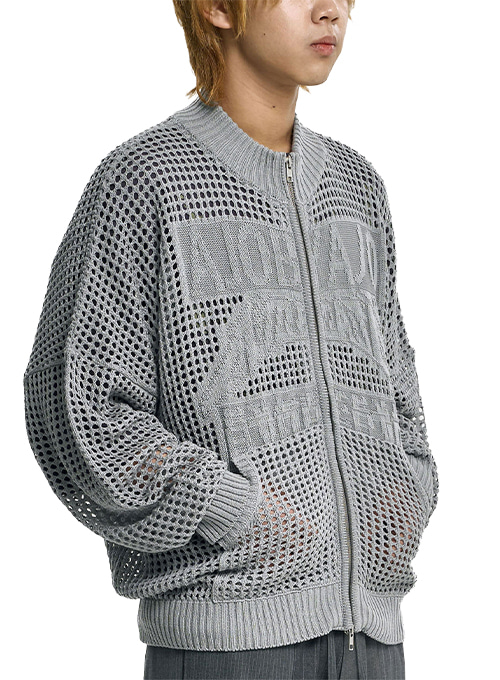 Total Logo Drop Needle Zip-Up [LIGHT GREY]