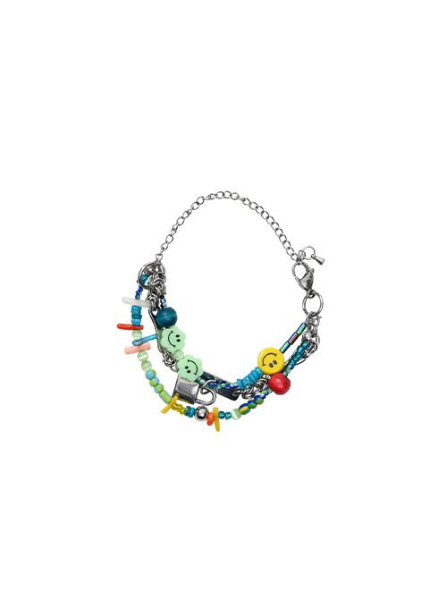 [PBA] Smile Coral Beads Bracelet [SILVER]