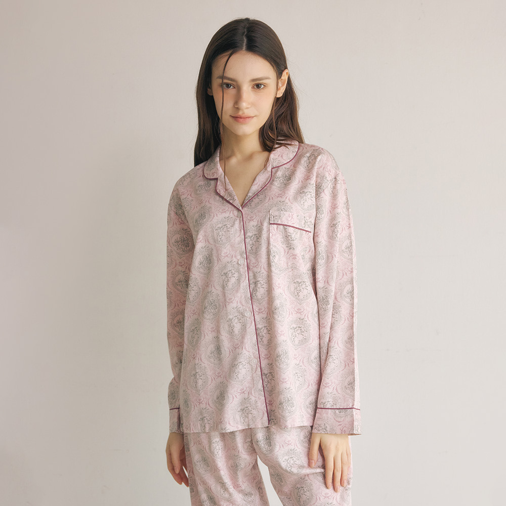 レディース プリヴェ モダールコットン 襟付き上下セット