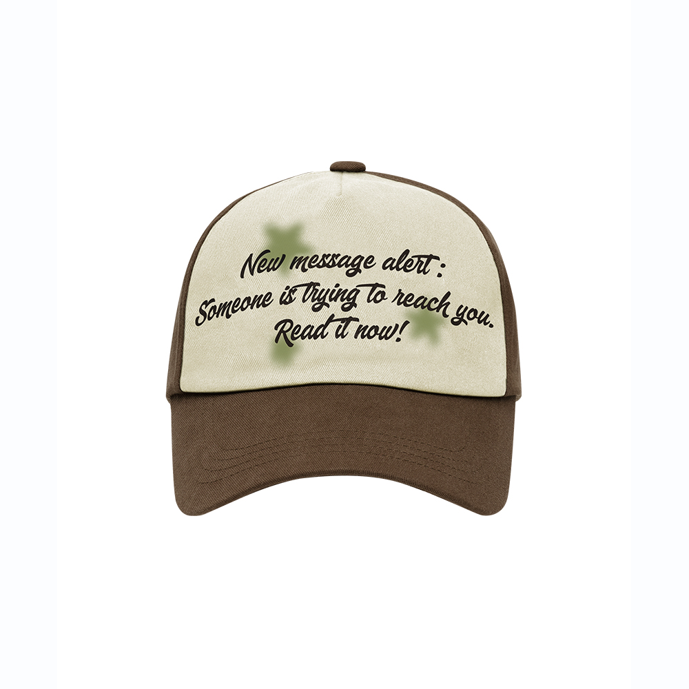 TWO TONE LETTERING BALL CAP BROWN