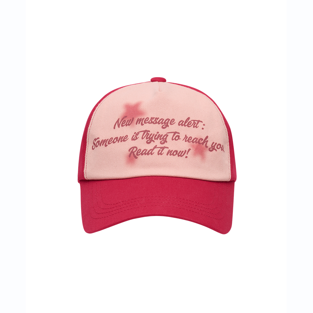 TWO TONE LETTERING BALL CAP RED