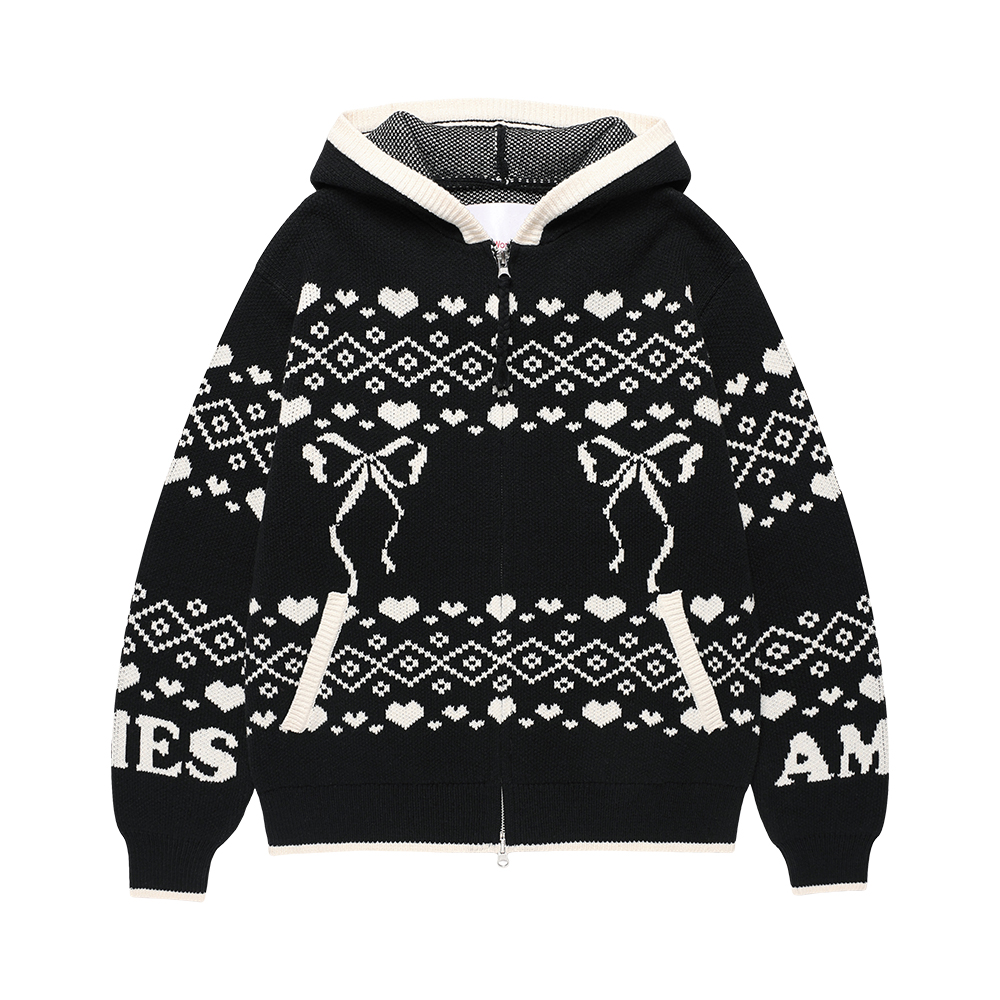 COWICHAN KNIT HOODIE ZIP-UP BLACK