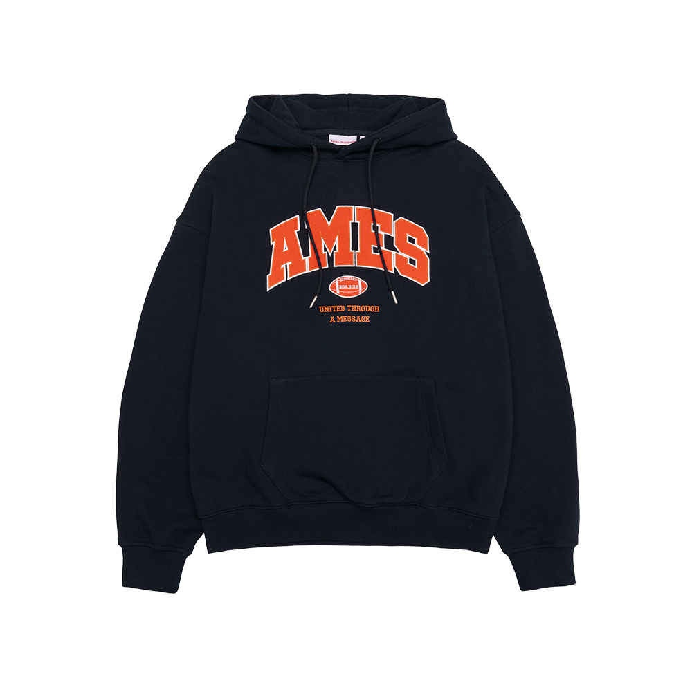 BASIC APPLIQUE HOODIE NAVY