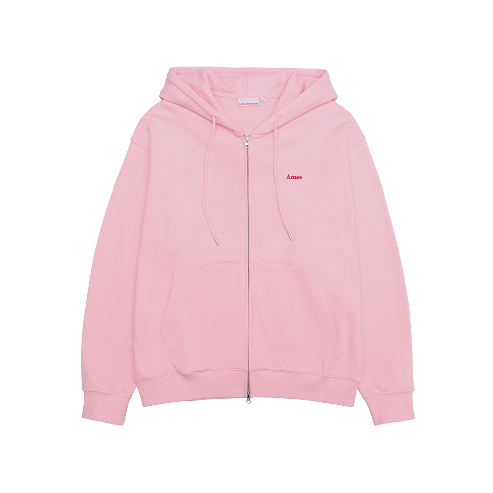 BASIC SMALL LOGO HOODIE ZIP UP PINK