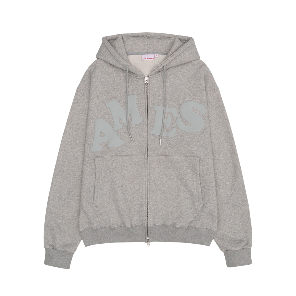 BIG TYPO HOODIE ZIP UP GREY