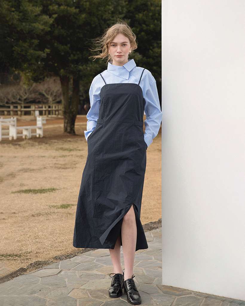 Arin Rayered Sleeveless Dress_Navy