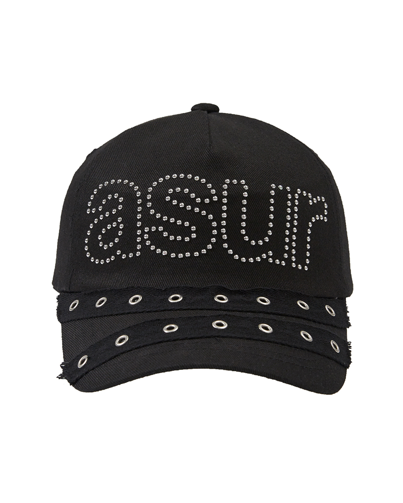 Punk Eyelet Ball Cap Black