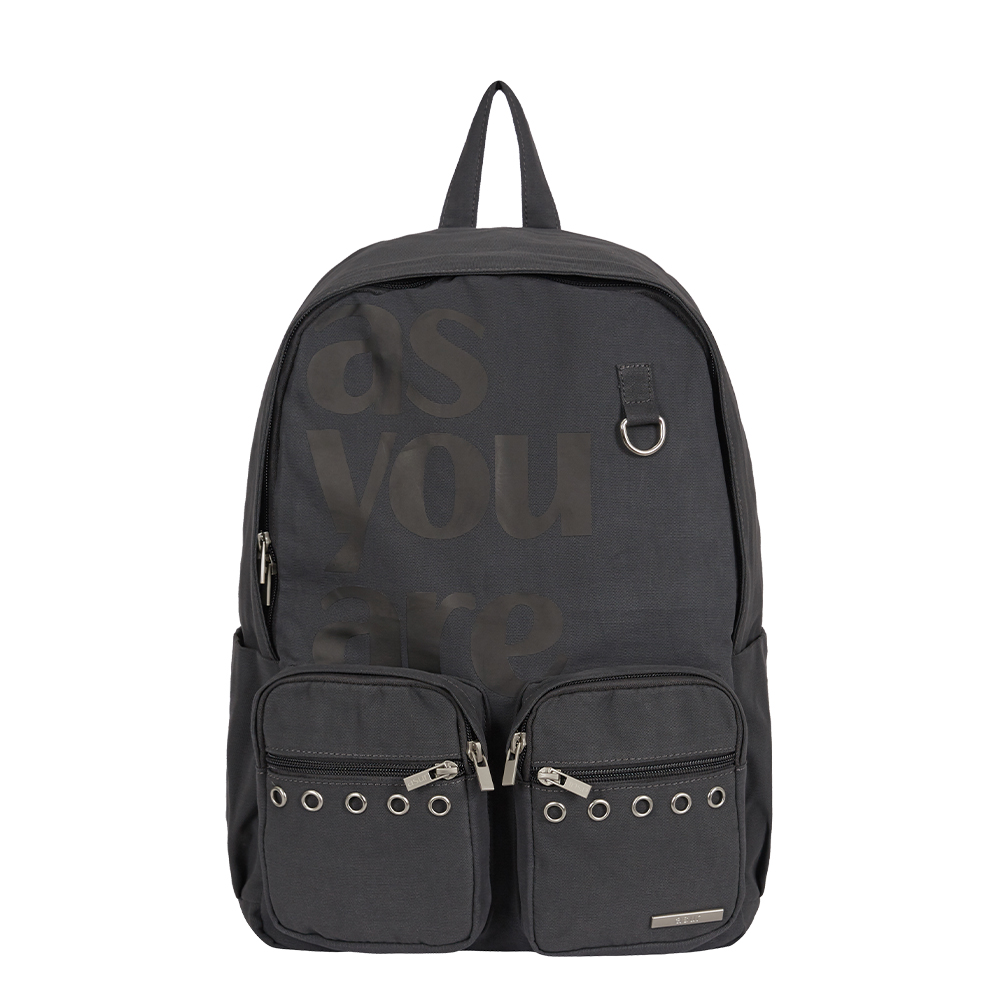 Eyelet Pocket Cotton Backpack Charcoal