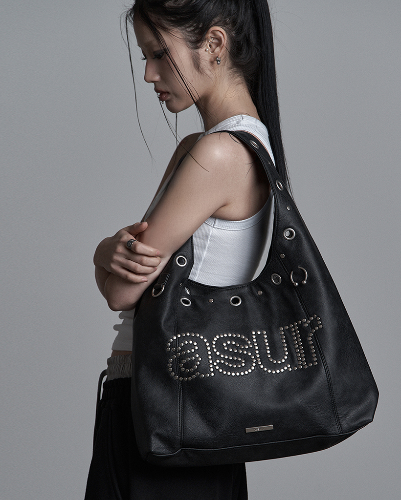 Crash Eyelet Shoulder Bag Black