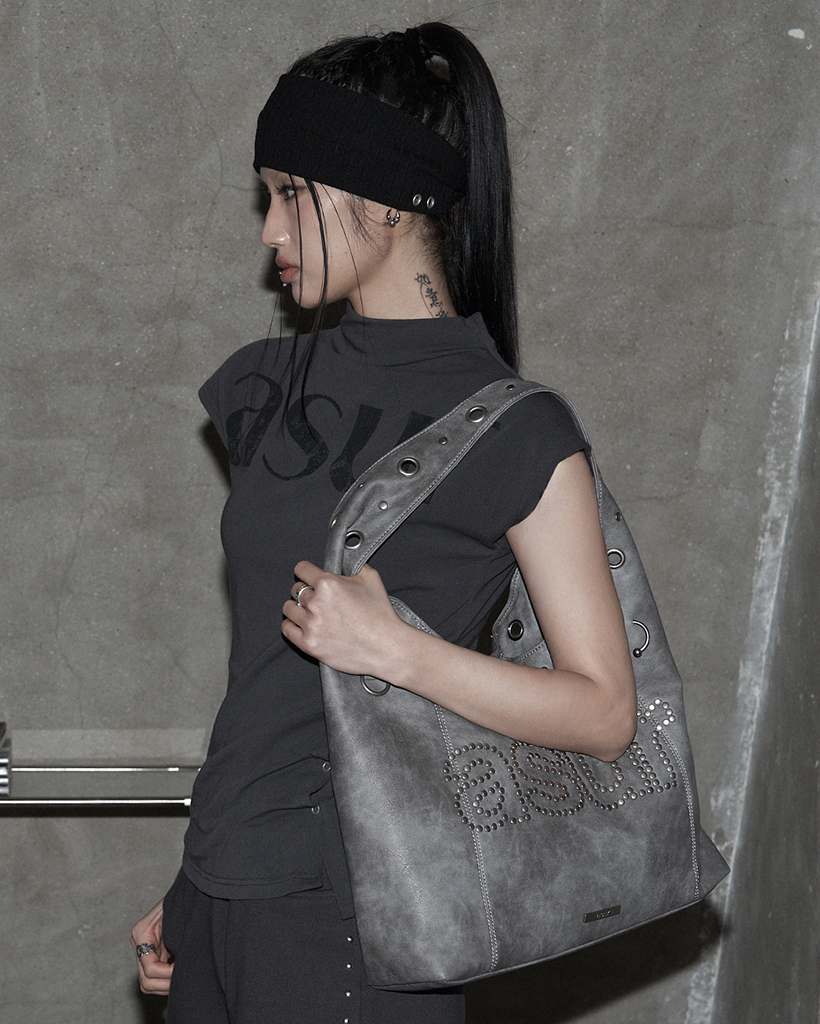 Crash Eyelet Shoulder Bag Charcoal