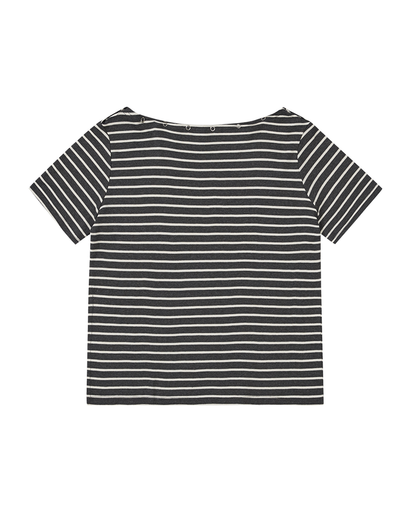 トップス s/e/o OFF-SHOULDER STRIPE T-SHIRT OFF-SHOULDER STRIPE T-SHIRT RED - s/e/o