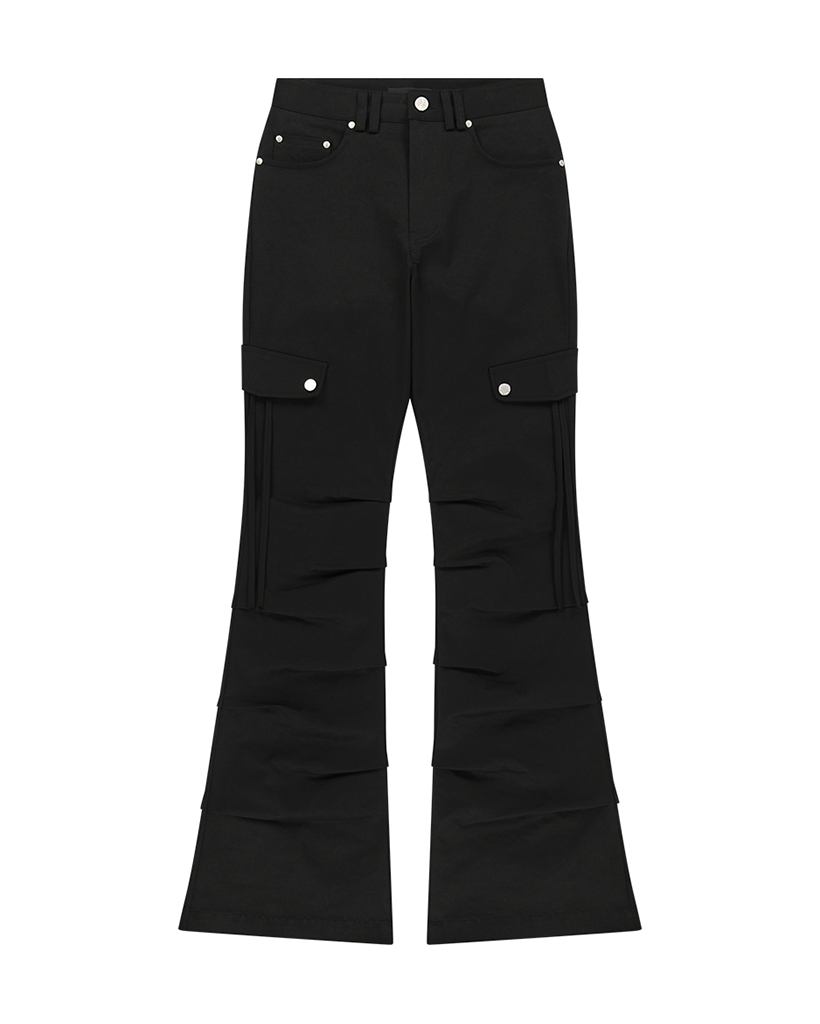 Side Tuck Boot-Cut Pants Black | ファッション通販サイト NUGU