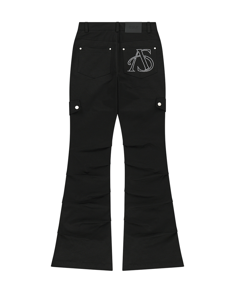 Side Tuck Boot-Cut Pants Black | ファッション通販サイト NUGU