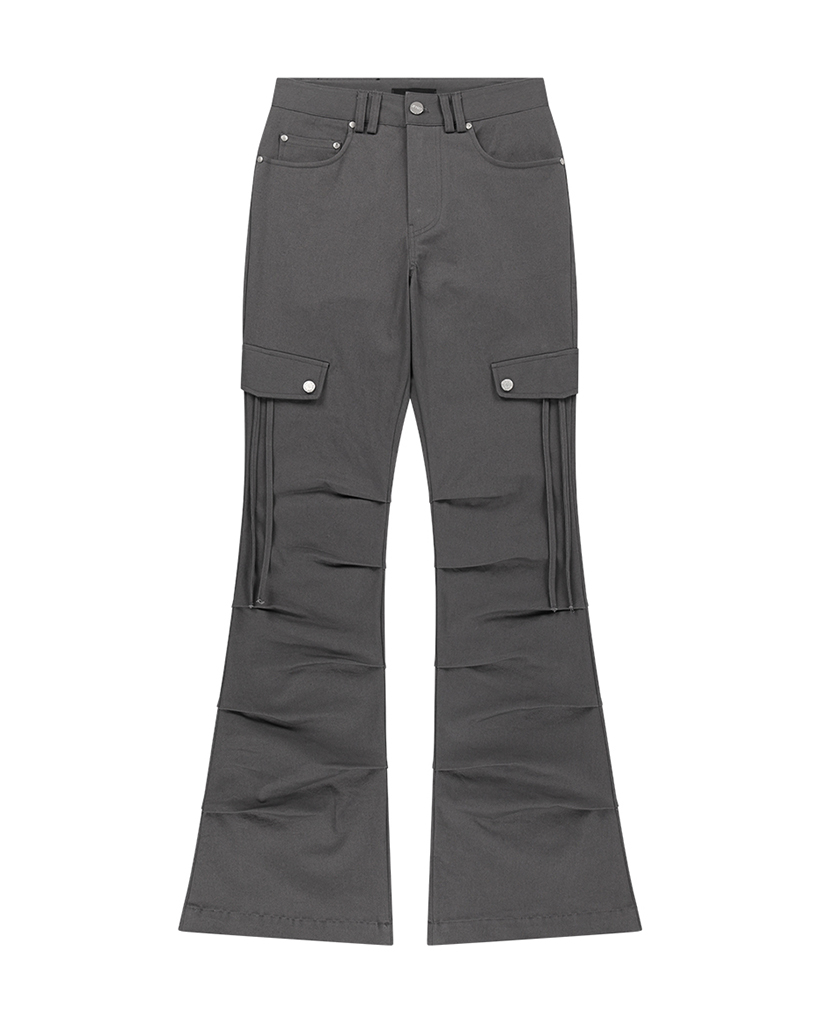 パンツ muguet side tuck long pants Side Tuck Boot-Cut Pants Charcoal | ファッション通販サイト NUGU