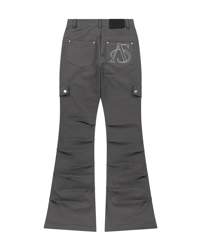 パンツ muguet side tuck long pants Side Tuck Boot-Cut Pants Charcoal | ファッション通販サイト NUGU