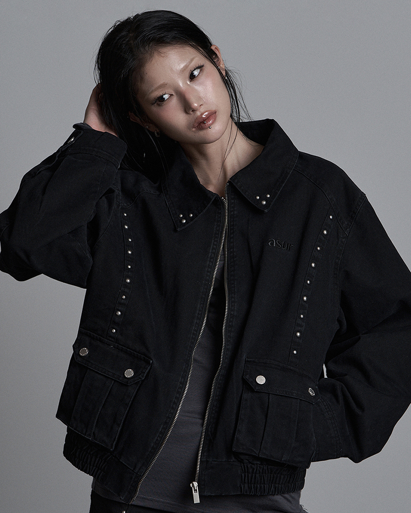 BUTTON WASHED BLOUSON BLACK