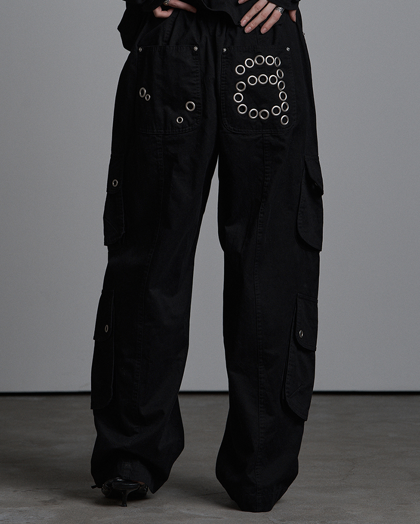 UTILITY POCKET COTTON PANTS BLACK