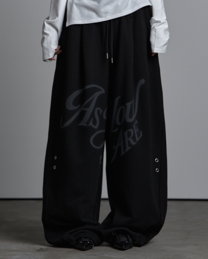 AYA BELTED BALLOON SWEAT PANTS BLACK