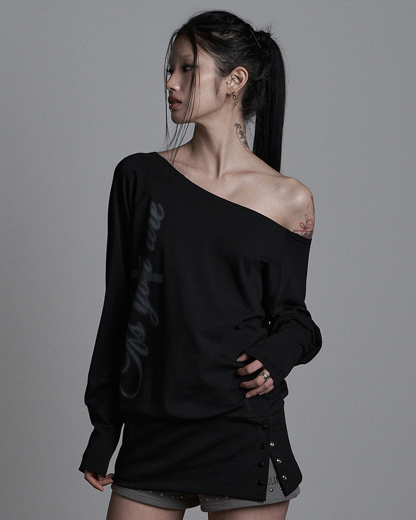 CROSS UNDER SNAP LONG SLEEVE BLACK