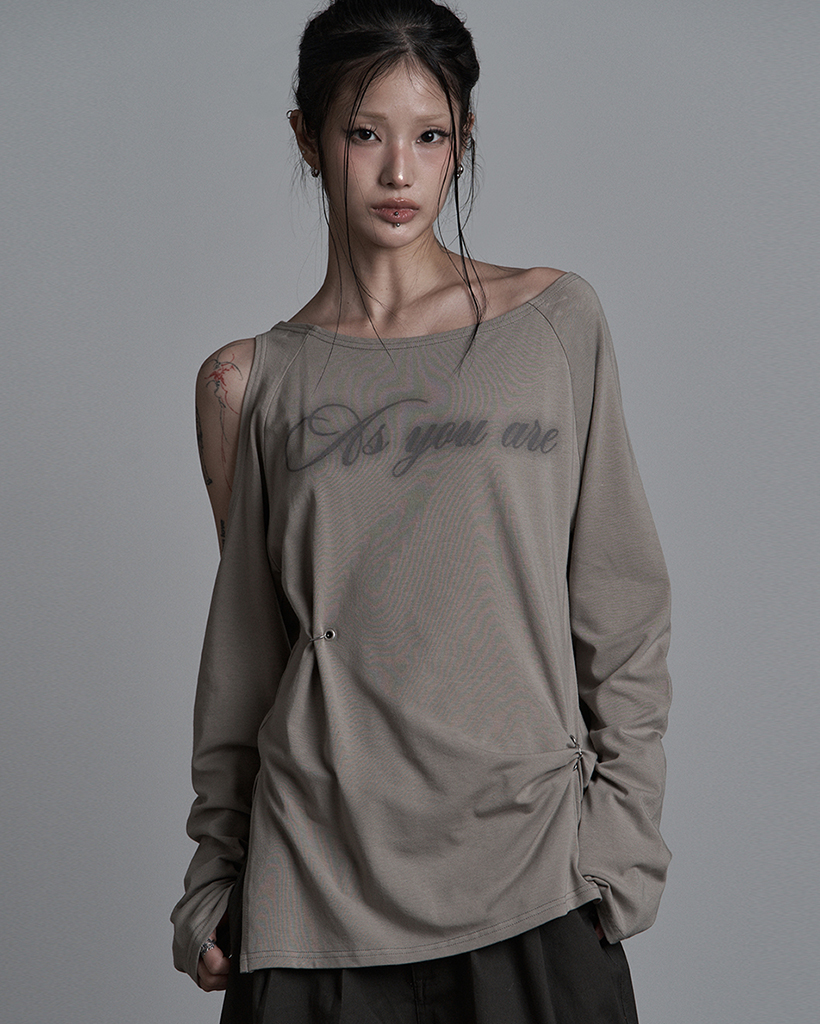 CUT-OUT PIERCING LONG SLEEVE BEIGE