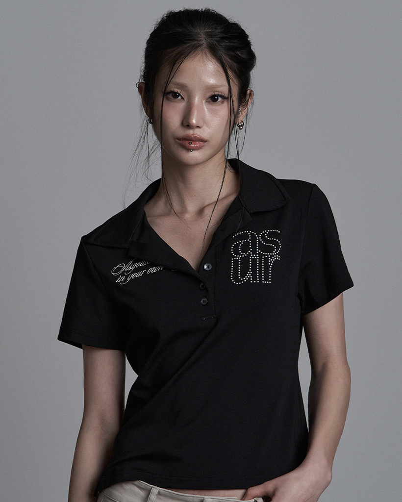 BASIC HOTFIX COLLAR T-SHIRT BLACK